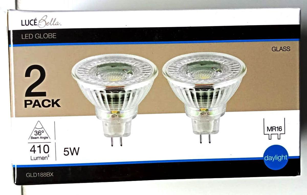 Luce Bella GLD188BX 5W 410Lumen 36° Daylight MR16 LED Globe -Twin Pack