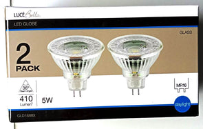 Luce Bella GLD188BX 5W 410Lumen 36° Daylight MR16 LED Globe -Twin Pack