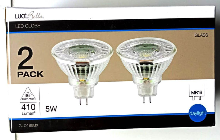 Luce Bella GLD188BX 5W 410Lumen 36° Daylight MR16 LED Globe -Twin Pack