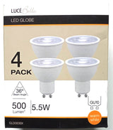 Luce Bella 4 Pack 5.5w 500lm 36° Warm White GU10 LED Globe -GLD083BX - TheITmart