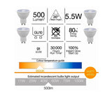 Luce Bella 4 Pack 5.5w 500lm 36° Warm White GU10 LED Globe -GLD083BX - TheITmart