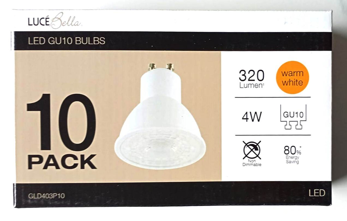 Luce Bella GLD403P10 4W 320lm 60° Warm White GU10 LED Globe - 10 Pack
