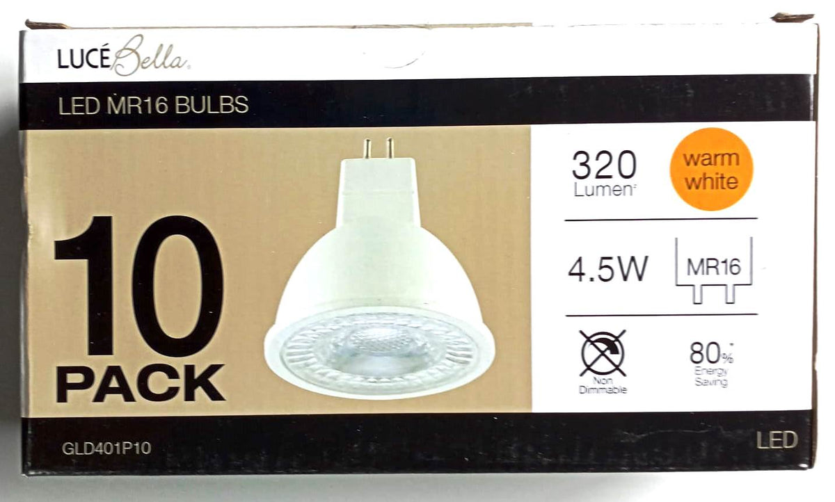 Luce Bella GLD401P10 4.5W 320lm 60° Warm White MR16 LED Globe - 10 Pack