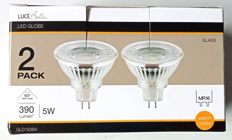 Luce Bella GLD193BX 5W 390Lumen 60° Warm white MR16 LED Globe -2 Pack