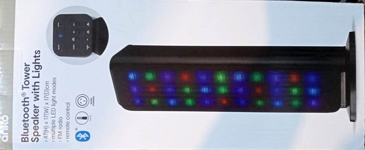 Bluetooth Tower Speaker Remote Control/ FM Radio with LED Lights