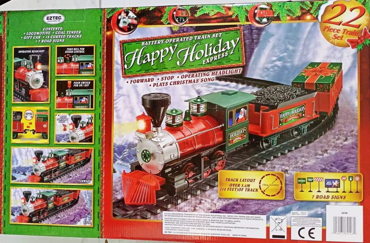 Battery Operated Happy Holiday Express 22 Pieces Train Set