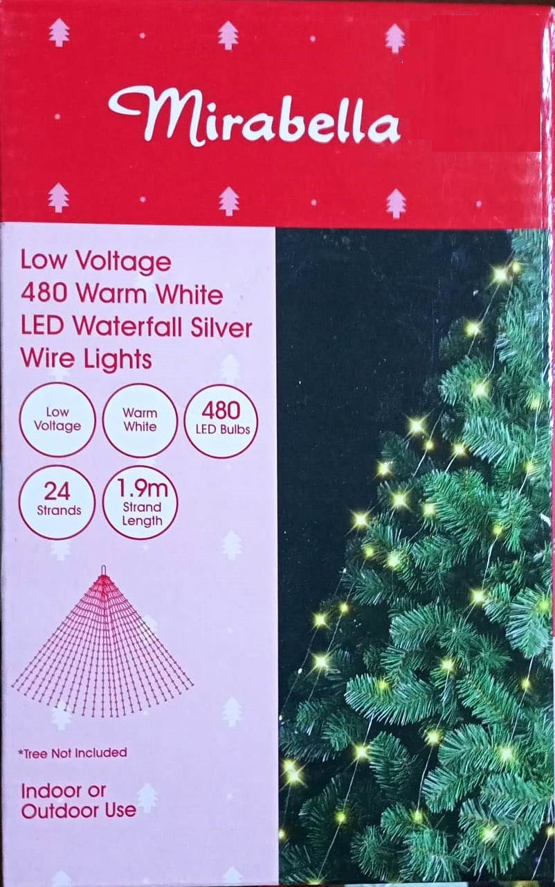 Mirabella Christmas 1.9m Low Voltage 480 LED Waterfall Lights - White