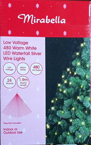 Mirabella Christmas 1.9m Low Voltage 480 LED Waterfall Lights - White