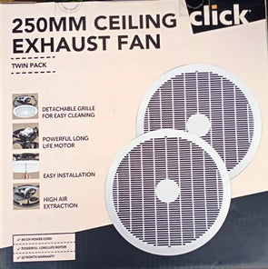Click 250mm Ceiling Exhaust Fan Twin Pack / CSEX250TW