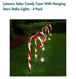 Lytworx 31cm Solar Candy Can With Hanging Stars Stake Lights - 4 Pack