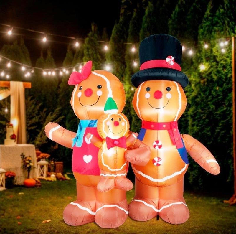 Lytworx 2.4m Low Voltage LED Inflatable Gingerbread Man Family