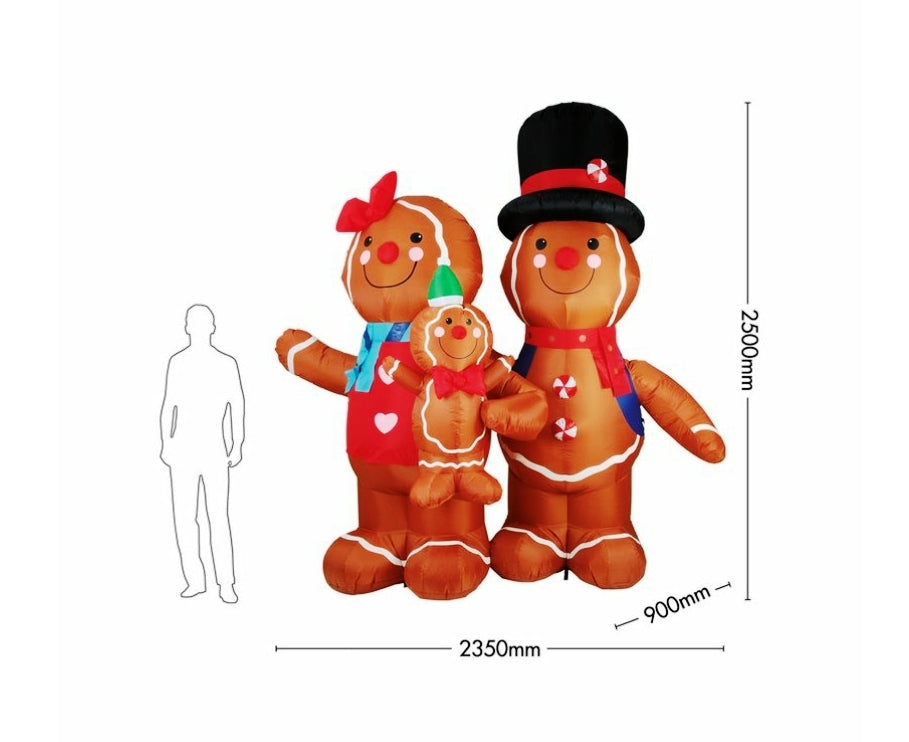 Lytworx 2.4m Low Voltage LED Inflatable Gingerbread Man Family