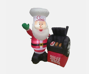 Click Low Voltage 160cm Light Up Festive Inflatable BBQ Santa/Indoor or Outdoor