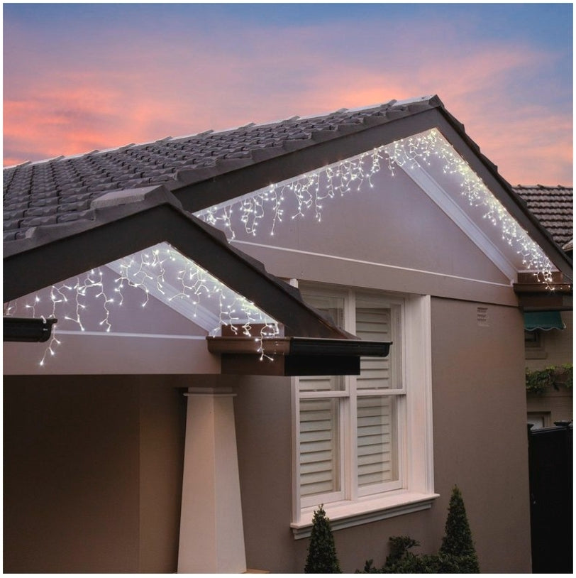 Lytworx 1200 LED Solar Icicle Lights - White /8 Functions with Mem Hold - TheITmart
