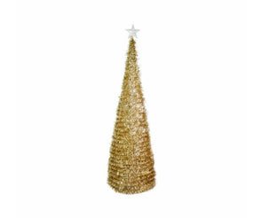 Click 180cm Gold Low Voltage Collapsible Light Up Tinsel Tree