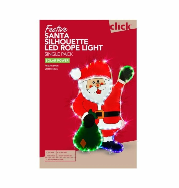 Click 80cm x 50cm Santa Silhouette LED Rope Light