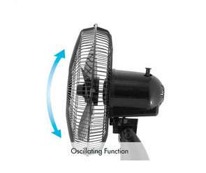 Click Black 40cm 3 Blades Desk Fan / 3 Speed Settings / Adjustable Tilt Head