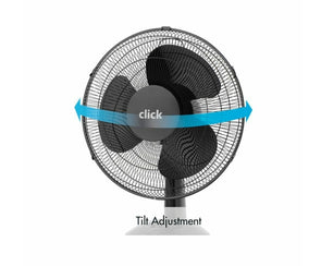 Click 30cm 3 Blades Black Desk Fan / 3 Speed Settings/ Adjustable Tilt Head