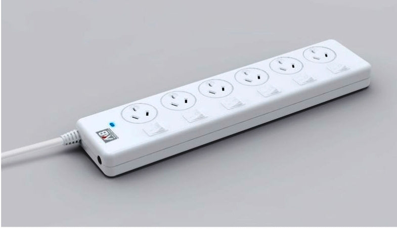 Mort Bay 6-Way Individually Switched Powerboard - White / Surge and Overload - TheITmart