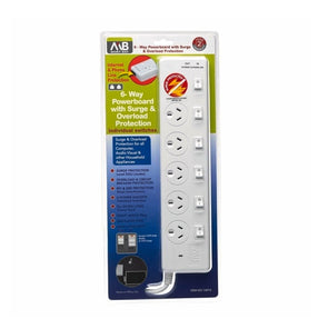 Mort Bay 6-Way Individually Switched Powerboard - White / Surge and Overload