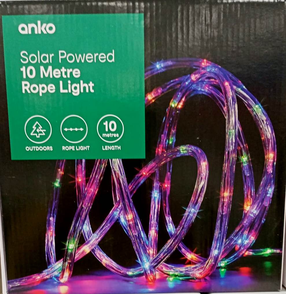 Anko Solar Powered 10 Metre Rope Light Outdoor Lighting Multicolor - TheITmart
