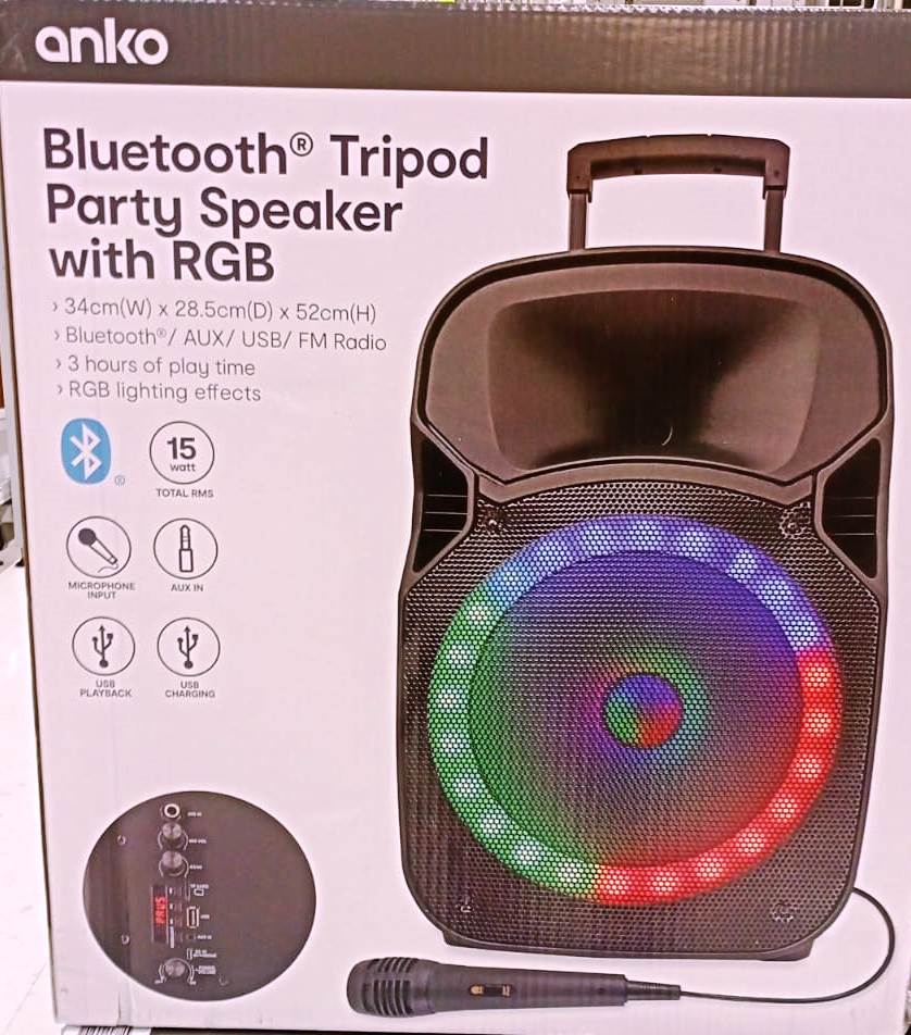 Bluetooth Tripod Party Speaker with RGB - Black / Acoustic Audio - TheITmart