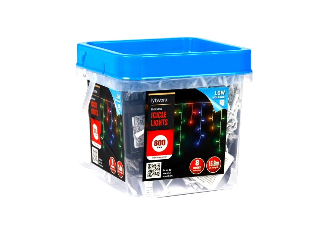Lytworx 800 LED Low Voltage Icicle Lights/ Multi-Colour/15.9m Lit length - TheITmart