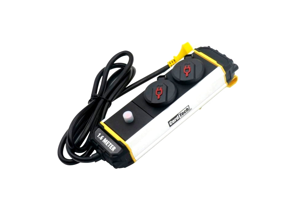 CordTech IP44 2 Outlet Powerboard With Belt Clip