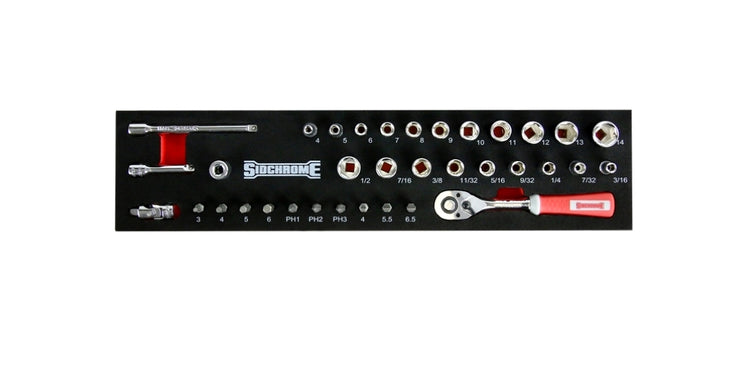 Sidchrome 35 Piece 1/4" Drive Socket Set Custom Kit - SCMT31435