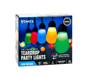 Lytworx 3 In 1 Colour Switch Teardrop Party Lights - 10 Pack