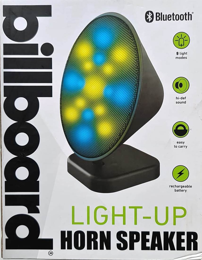 Billboard Light-Up Horn BT Speaker/9 Light Modes/Hi Def Sound/Rechargeable Battery