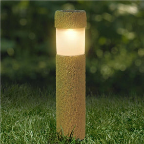 Click 27.5cm Stone Finish Solar Warm White LED Bollard Light - 2 Pack
