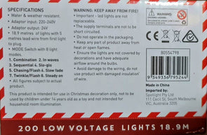 Jolly & Joy Low Voltage 200 LED Multicolour Fairy Lights/Indoor Or Outdoor