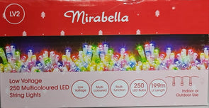 Mirabella Christmas 19.9m Low Voltage 250 LED String Lights - Multicolour