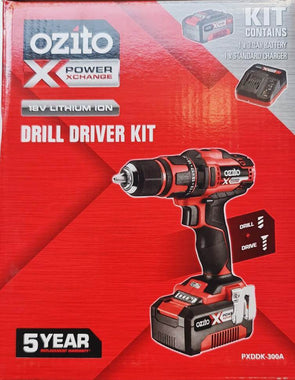 Ozito PXC 18V Drill Driver Kit (PXDDK-300A)/ with Battery+Charger/13mm Chuck