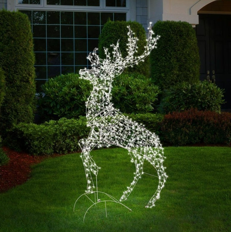 Lytworx 2.2m Low Voltage White Reindeer Statue/1200 Bright LEDs - TheITmart