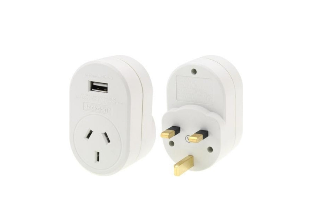Jackson Outbound USB Travel Adaptor/UK & Hongkong - 1 Pack