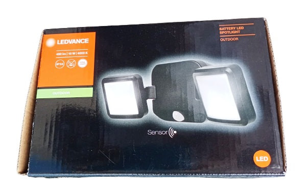 LEDVANCE 480LM Wall Mounted Battery Outdoor LED Spotlight - Black