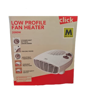Click 2000W Low Profile Fan Heater - White /CFH08Y22