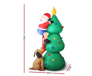 Jingle Jollys 1.8M Christmas Inflatable Santa on Tree Lights Xmas Decor Airblown