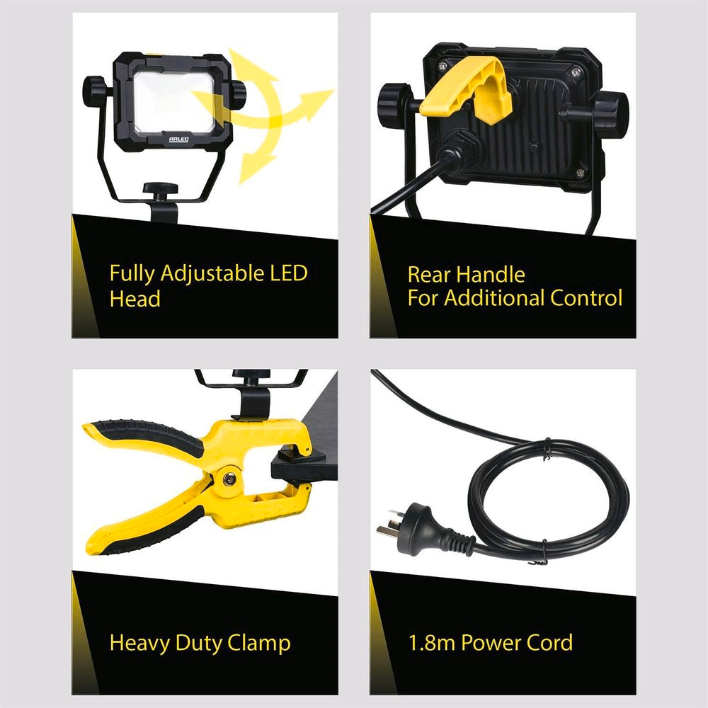 Arlec 20W 1600lm LED Worklight With Spring Clamp/Weatherproof