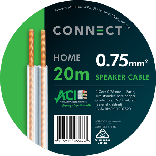 Cable Elect Prepacked Connect 0.75mmx20m Bpspkclr07520