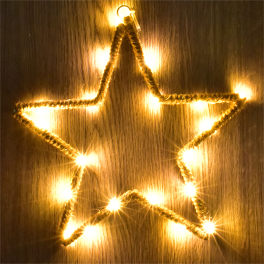 Click Festive Hemp Rope LED Hanging Star - Battery Operated - TheITmart