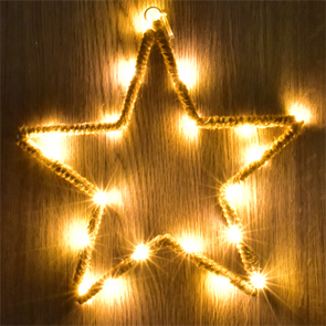 Click Festive Hemp Rope LED Hanging Star - Battery Operated