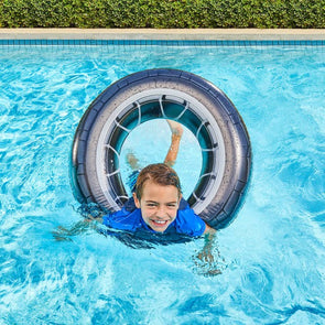 Inflatable Mud Master Swim Ring - White & Black/ Suitable for Ages 6+ Years
