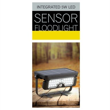 Arlec 5W Integrated Solar Powered Sensor LED Floodlight Waterproof - TheITmart