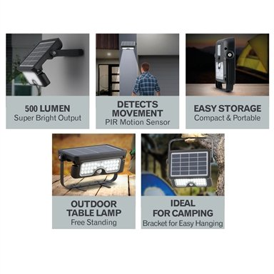 Arlec 5W Integrated Solar Powered Sensor LED Floodlight Waterproof - TheITmart