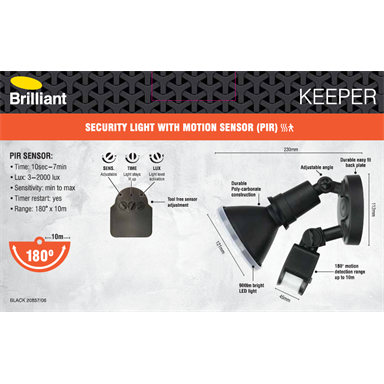 Brilliant Lighting 10W PAR38 Keeper Security Light With PIR Motion Sensor - TheITmart
