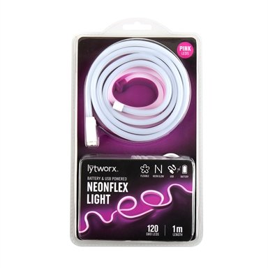 Lytworx 1m Pink Battery Operated Or USB Powered Neonflex Light / Pink