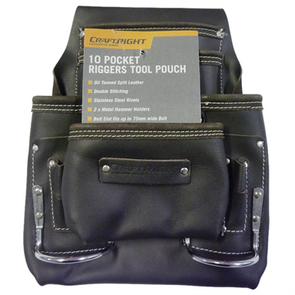 Craftright 10 Pocket Tan Leather Riggers Tool Pouch Belt / Dark Tan